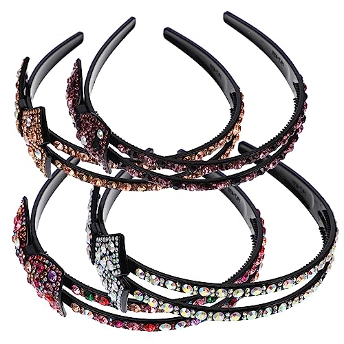 Beatifufu 4 Stück Schleifen Stirnband Strass Haarband Strass Damen Kopfschmuck Mädchen Stirnband Damen Stirnbänder Schleife Haarschmuck Retro Stil Haarband Kreative Schleife von Beatifufu