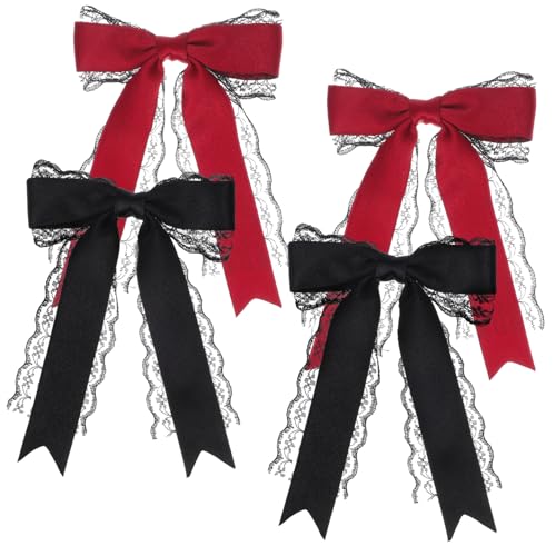 Beatifufu 4-teilige Spitzen-haarschleifenclips Süße Haar-accessoires Für Brautjungfern Blumenmädchen Und Frauen Mit Krokodilklemmen Und Schleifen Aus Spitze von Beatifufu