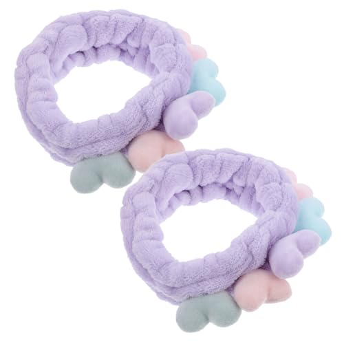 Beatifufu 4 Stück Stirnband waschen Haarreifen Duschkopfband Plüsch-Stirnband Spa Haarband tragegurt handtücher Haarmaske herz haarbänder Gesichtskopfschmuck für die Dusche Stoff Violet von Beatifufu