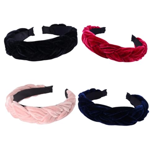 Beatifufu 4 Stück Teiliges Damen Geflochtene Haarbänder aus Weichem Samt Stilvolles Langlebiges Headwrap für Alltag Sport und Freizeit Vielseitig Kombinierbar Gemischte Farben von Beatifufu