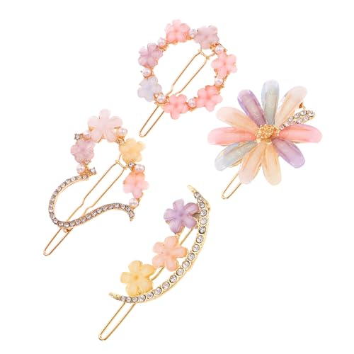 Beatifufu 4 Stück Teiliges Damen Haarspangen Blumen Haarklammern Metall Kristall Haarschmuck für Alltag und Besondere Anlässe Bunte Langlebige Haarnadeln Modisch und Vielseitig Kombinierbar von Beatifufu