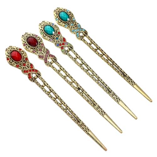 Beatifufu 4 Stück Teiliges Retro Haarschmuck mit Funkelnden Kristall haarstäbchen aus Langlebiger Legierung für Stilvolle Damen für Party Hochzeit und Alltag Zufällige Farbe Zufällige Farbe von Beatifufu