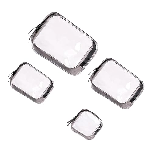 Beatifufu 4 Stück Teiliges Transparentes PVC Kosmetiktaschen Große Kapazität Reise Toilettenartikel Aufbewahrungstasche Portable Makeup Organizer für Damen und Urlaub von Beatifufu