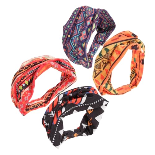 Beatifufu 4stücke Afrikanische Stirnbänder Für Damen Elastische Stoffbänder Mit Afrikanischen Mustern Bequeme Workout-stirnbänder Für Yoga Und Alltag von Beatifufu
