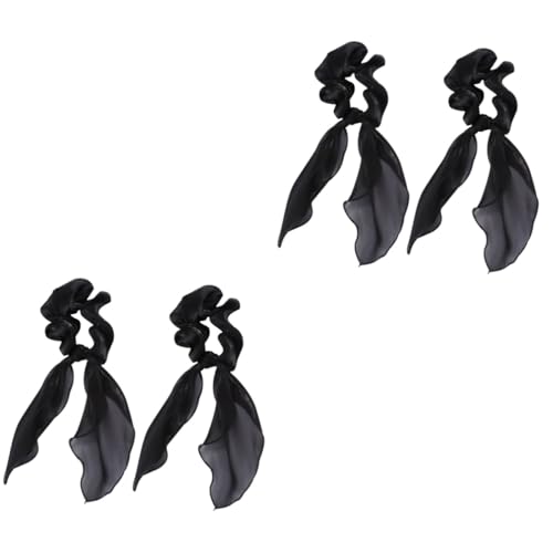 Beatifufu 4 Stück langer Haarring Haarbänder haar spangen haarschmuck haarklauenclips hair ties Haargummis Stretch-Stirnbänder für Frauen Schal Stirnband Haarseil Haargummi aus Stoff Black von Beatifufu