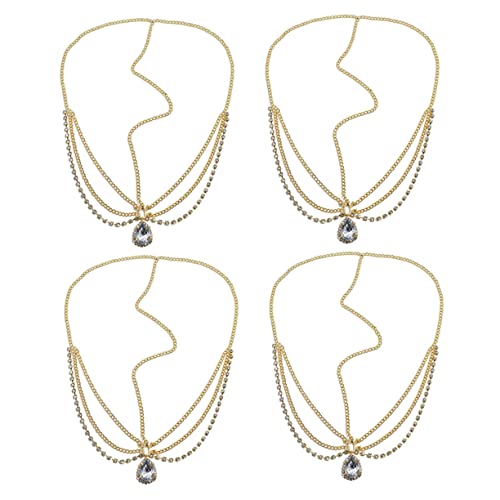 Beatifufu Schickes Damen-schmuckset 4-teilig Kette Kopfschmuck Kristall Für Cosplay Hochzeit Party Halloween von Beatifufu