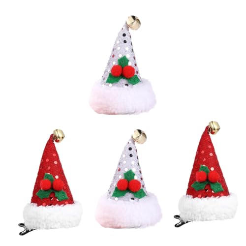 Beatifufu Haarspangen-set Mit Weihnachtsmannmütze 4-teilig Pailletten Weihnachts-haarspangen Haarnadel Für Frauen Mädchen Jungen Und Mädchen Zufälliger Stil von Beatifufu