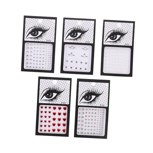 Beatifufu 5 Blätter Wasserfeste Strasssteine Gesichtsklebefolie Acryl Face Jewels Selbstklebende Body Sticker Wiederverwendbar Sicher für Festival Make up und Körperdekoration von Beatifufu