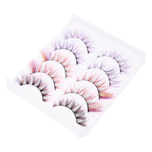 Beatifufu 5 Paare Bunte Wimpern Fake Colored Lashes Mehrschichtig Dicht Cosplay Wimpern für Frauen Mädchen Party Halloween Bühnen Make up von Beatifufu