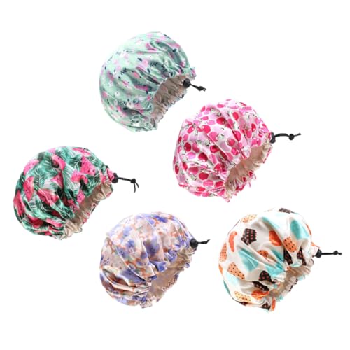 Beatifufu 5stücke Satin Bademütze Für Junge Mädchen Mit Gummizug Junge Mädchen Schlafmütze Aus Satin Elastische Haarschutzhaube Geeignet Für Hause Und Beim Waschen von Beatifufu