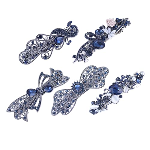 Beatifufu 5 Stück Strass Haarspangen Stilvolle Pferdeschwanz Clip Für Damen Modische Haarnadel Mit Federschnalle Langlebig Für Reisen Geeignet Haarschmuck Für Mädchen von Beatifufu
