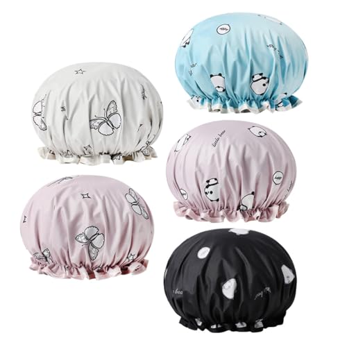 Beatifufu 5 Stück Teiliges Duschhauben Damen Elastisch Wiederverwendbar Badehauben Haarschutz Badekappe für Dusche Kochen Spa Geeignet Zufällige Farbe Zufällige Farbe von Beatifufu