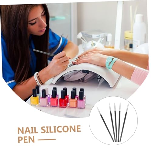 Beatifufu 5 Stück Teiliges Nail Art Skulptur Stift mit Schwarzem Silikonkopf Vielseitig für Formen Zeichnen und Nageldesign Geeignet für Professionelle Maniküre und Heimgebrauch von Beatifufu