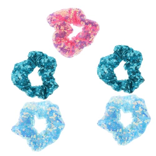 Beatifufu 5 Stück Teiliges Pailletten Haargummi Elastische Fluoreszierende Haarbänder mit Glitzereffekt Bunte Haarschmuck für Mädchen Festlicher Look zu Weihnachten und von Beatifufu