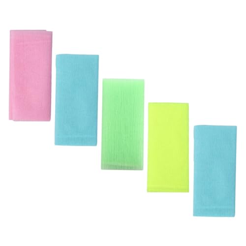Beatifufu 5 Stück Teiliges Peeling badetücher Lang für Rücken Weiches Hautfreundliches Material Gründliche Reinigung Fördert Durchblutung Geeignet für Dusche Zuhause und Reisen Farblich von Beatifufu