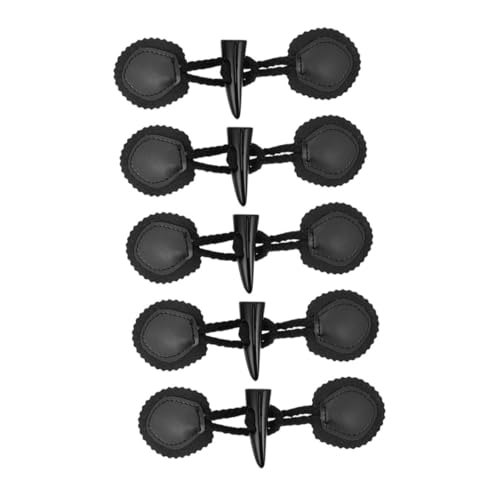 Beatifufu 5 Stück Teiliges Set Resin Knebelknöpfe für Mäntel Schwarze Hornknöpfe mit Pu leder Langlebige Verschlüsse für Damenmäntel und Jacken Modische Knöpfe für Hochwertige von Beatifufu