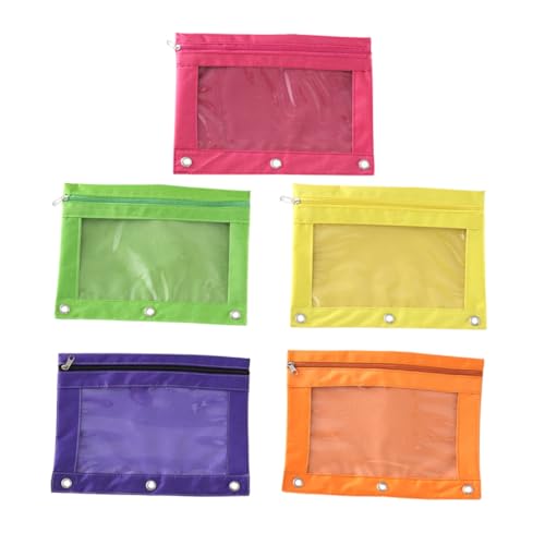 Beatifufu 5 Stück Teiliges Transparentes Federmäppchen mit Großem Fassungsvermögen Oxford Stifttasche in Gelb Lila Orange Pink und Grün mit Reißverschluss und Klarsichtfenster Geeignet für von Beatifufu