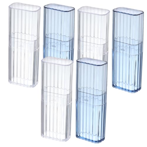 Beatifufu 6 Stück Aufbewahrungsboxen für Wattestäbchen und Zahnstocher Kompakte Transparente Reisebehälter in Blau und Weiß Praktische Kleine Organizer für Haushalt und Unterwegs von Beatifufu