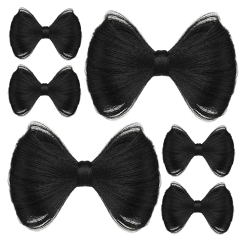 Beatifufu 6 Stück Teiliges Bowknot Haarspangen mit Fake Haar Dutt Natürlich Schwarzer Haarschmuck für Frauen und Mädchen Voluminöse Haarverlängerung mit Robustem Clip für Langanhaltenden von Beatifufu