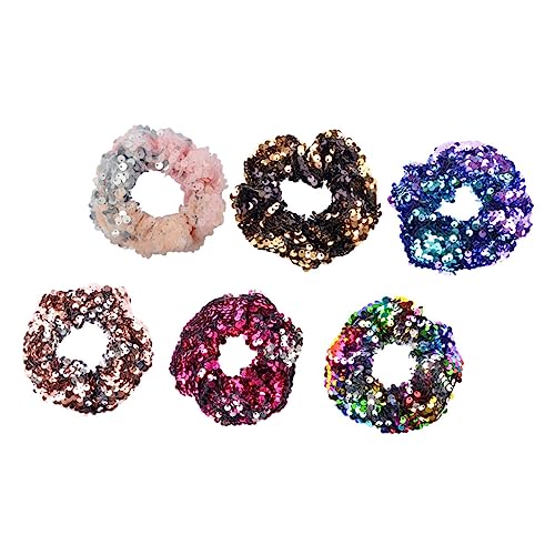Beatifufu 6 Stück Teiliges Haargummi mit Pailletten Elastische Haarbänder für Mädchen Glitzernde Scrunchies für Pferdeschwanz Schonend und Fest Haltend Modischer Haarschmuck Zufällige Farbe von Beatifufu