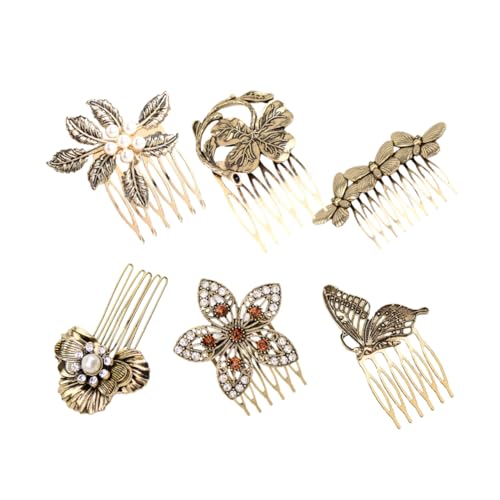 Beatifufu 6 Stück Teiliges Haarkamm mit Perlenbesatz Langlebige Steckkämme für Damen und Mädchen Eleganter Vintage Haarschmuck für Schnelle Frisuren und Festliche Anlässe von Beatifufu