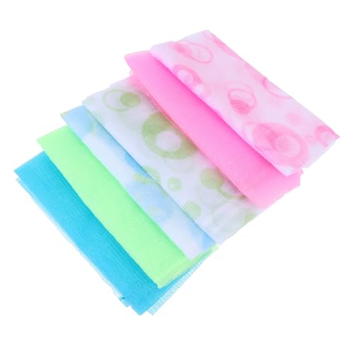 Beatifufu 6 Stück Teiliges Langer Nylon peeling duschtücher Doppelseitige Körperpeeling handtücher für Dusche Sanfte Hautreinigung und Durchblutungsförderung Farben zum Entfernen von Beatifufu