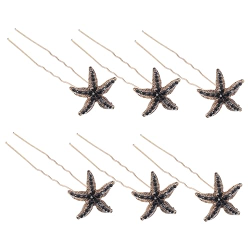 Beatifufu 6 Stück Teiliges Schwarzer Strass Seestern Haarnadeln Langlebige U förmige Haarspangen für Damen Eleganter Haarschmuck mit sicherem Griff Geeignet für Alltag und Besondere Anlässe von Beatifufu