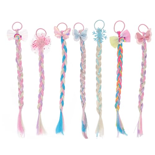 Beatifufu 7 Stück Teiliges Bunte Geflochtene Haarsträhnen Haarverlängerungen Haarschmuck für Mädchen Party Geburtstag Festival Styling von Beatifufu