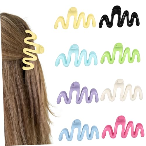 Beatifufu 8 Stück Teiliges Bunte Wellen Haarklammern für Dickes Haar Leichte Glatte Krallenclips mit Einzigartigem Wellenförmigem Design Vielseitig für Frauen und Mädchen für Alltag Party von Beatifufu
