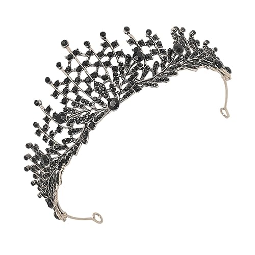 Beatifufu Barocke Brautkrone Schwarz Retro Hochzeit Tiara Haarschmuck Brautkopfbedeckung für Festzug Party Fotoshooting von Beatifufu