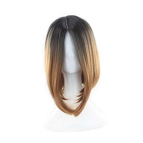 Beatifufu Perücke Bob Für Damen Farbverlauf Aus Kunsthaar Kurze Glatte Perücke Mit Spitze Farbverlauf Braun Für Alltag Und Partys von Beatifufu