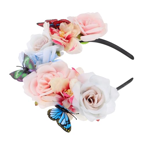 Beatifufu Boho Schmetterling Haarband mit Lebensechten Kunstblumen Stilvolles Stirnband für Damen Geeignet für Halloween Abschlussball und Partys Vielseitiges Haaraccessoire für Frauen von Beatifufu