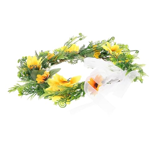 Beatifufu Boho Sonnenblumen Haarkranz Verstellbar Haarreif Haarschmuck für Hochzeit Brautjungfern Party Festival Strand Mädchen Damen von Beatifufu