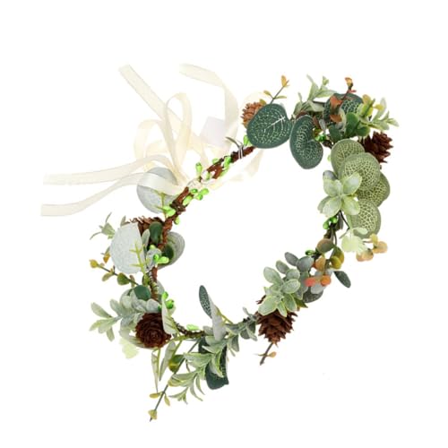 Beatifufu Braut Haarschmuck Haarkranz mit Künstlichen Tannenzapfen Leichter Party Hochzeits haarreif als Fotoaccessoire Geeignet für Karneval Weihnachten und Festliche Anlässe von Beatifufu
