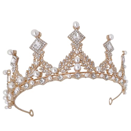 Beatifufu Braut Tiara Krone Goldweiß Strass Haarschmuck Leichtes Diadem für Damen Mädchen Party Hochzeit Festliche Anlässe Karneval Cosplay von Beatifufu