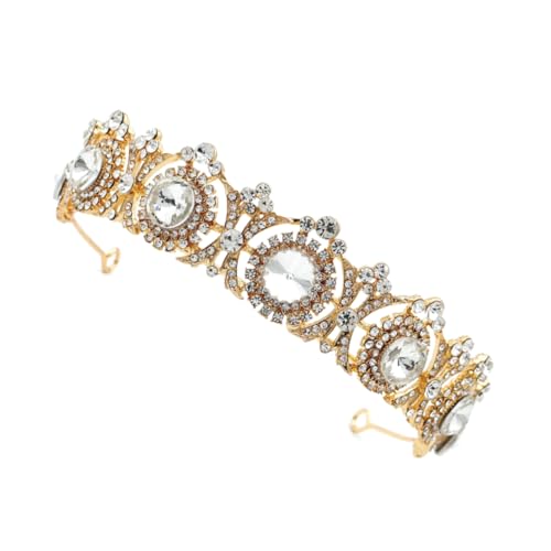 Beatifufu Brautkrone Hochzeitstiara Vintage-krone Kristall-kopfschmuck Runder Haarschmuck Leicht Und Tragbar Für Verlobungen Und Partys von Beatifufu