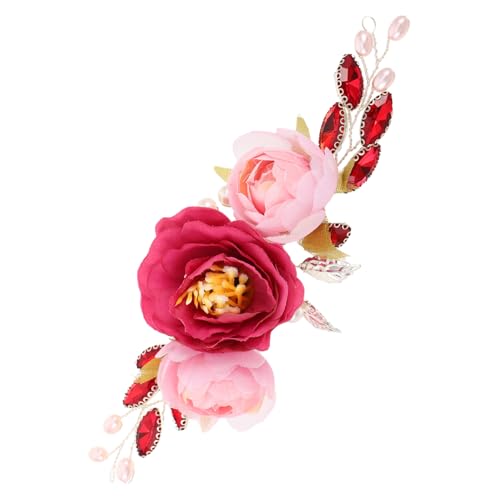 Beatifufu Bridal Hair Vine mit Künstlichen Pfingstrosen Chinesisches Hochzeitsschmuck Accessoire Haardiadem für Braut Rustikal Design Vielseitig für Hochzeiten und Gartenfeiern von Beatifufu