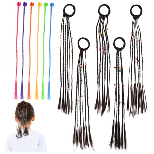 Beatifufu Bunte Geflochtene Haarsträhnen mit Clips Teiliges Nylon Haarextensions für Mädchen Weiche Helle Farben Einfach Einclipbar Haarschmuck für Partys Halloween Weihnachten von Beatifufu