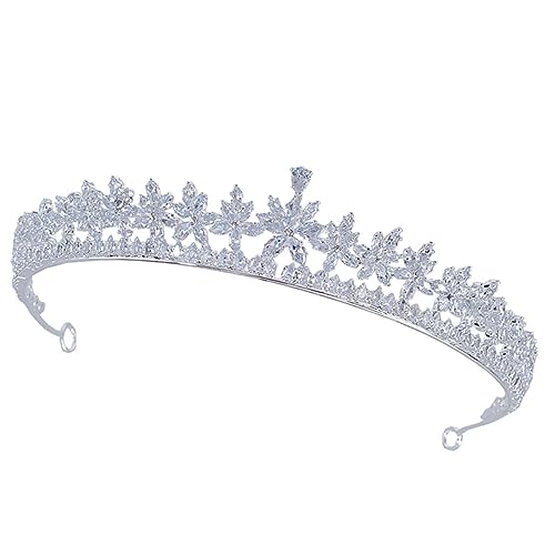Beatifufu Cubic Zirkonia Krone Damen Hochzeit Braut Tiara Headpiece Leichtes Stirnband Party Brautschmuck für Abschlussball Festzug Junggesellinnenabschied von Beatifufu