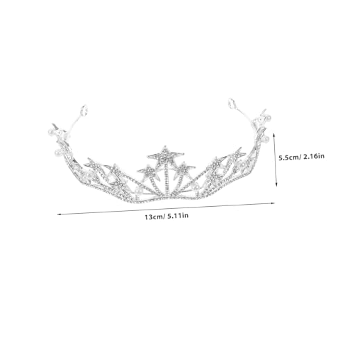 Beatifufu Delikate Große Haarschmuck Silber Tiara mit Sternenmotiv für Braut Hochzeit Festlicher Haarschmuck Damen Party Prom Accessoire von Beatifufu