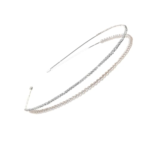 Beatifufu Doppelreihiges Perlen stirnband mit Strassbesatz Eleganter Brautschmuck für Besondere Anlässe Feines Handwerk Langlebiges Legierungsmaterial Modisches Haarschmuck accessoire von Beatifufu