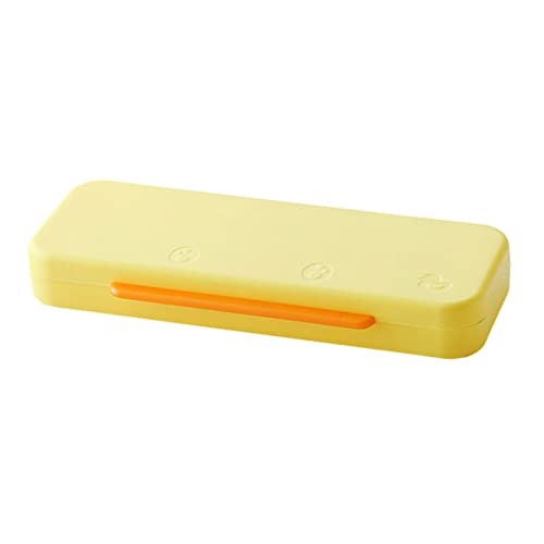 Beatifufu Doppelschichtige Stifthalter Box für Studenten Schreibwaren Organizer Box Kunststoff Gelb für Bleistifte Marker und Schulmaterialien Perfekter von Beatifufu