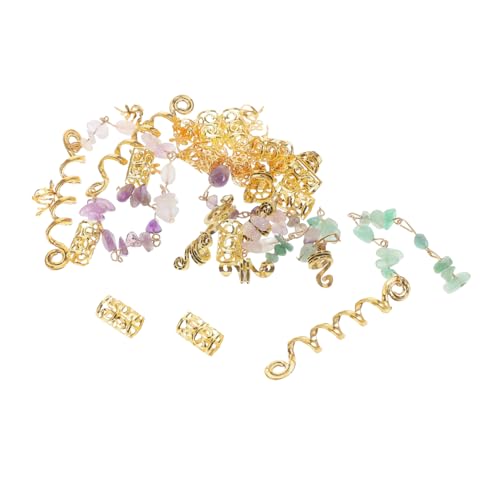 Beatifufu Dreadlock Haarring Goldfarben Metall DIY Haar Charms mit Kristallsteinen Stilvolle Schmuckanhänger für Damen Vielseitiges Haarschmuck Zubehör für Alltag und Party von Beatifufu