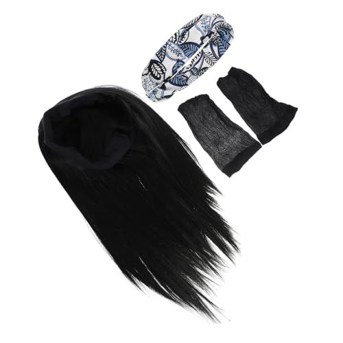 Beatifufu Echthaar headband perücke Schwarz Mittelgroß Gerade Frauen Natürliches Tragegefühl Verstellbar Komfortabel Hautfreundlich Alltag Party Cosplay von Beatifufu