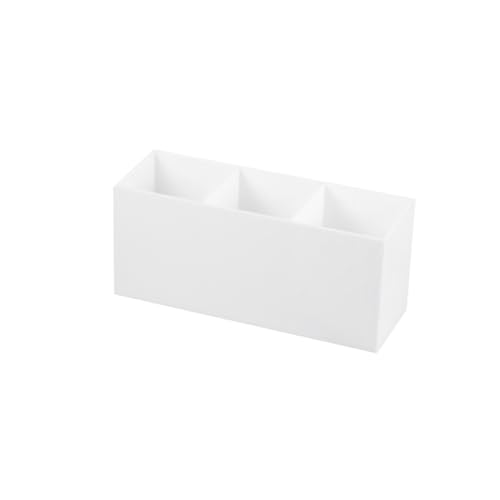 Beatifufu Make Up Aufbewahrungsbox 3-Fächer Kosmetik Organizer für Augenbrauenstifte Schreibtischhalter für Make Up Zubehör Weiß Multifunktional von Beatifufu