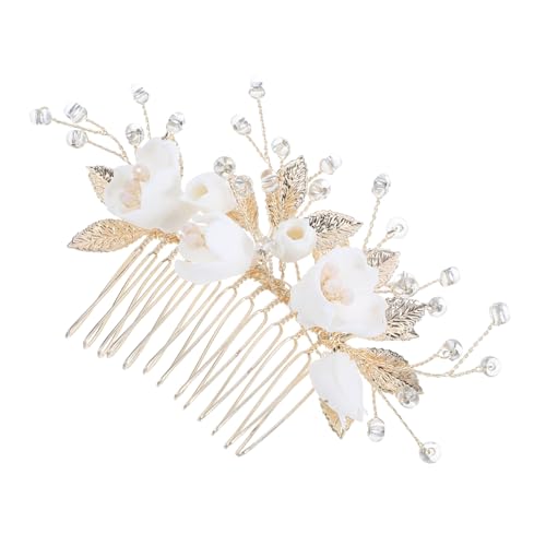 Beatifufu Eleganter Braut Haarkamm mit Keramikblumen Design Handgefertigter Hochzeitsschmuck aus Legierung Natürliche Details für Braut und Festliche Kopfschmuck-dekoration von Beatifufu