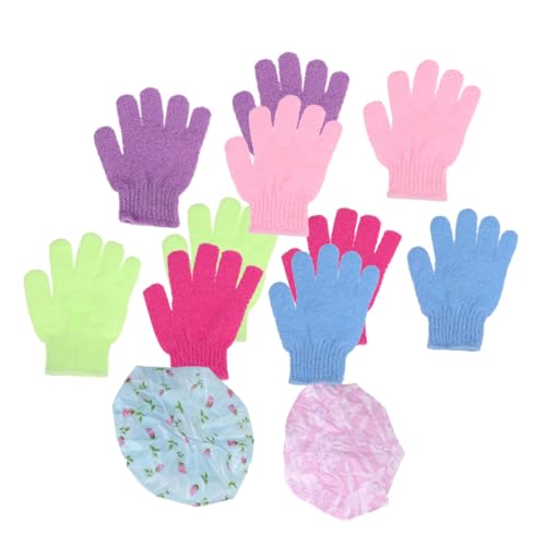 Beatifufu Fünfzehige Duschhandschuhe aus Nylon mit Spitzen Spitzen badekappen Schützendes Badezubehör set für Sanftes Peeling und Haarschutz Geeignet für Damen und Herren von Beatifufu