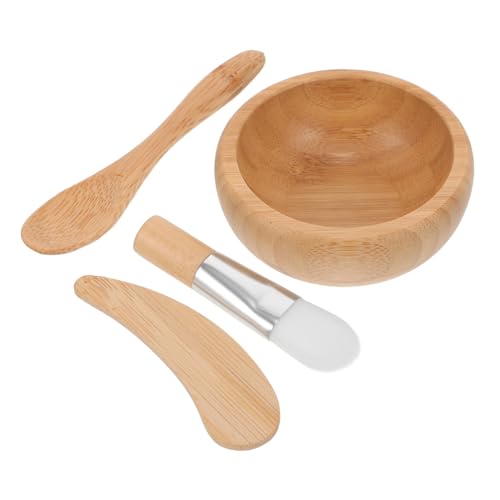 Beatifufu Gesichtsmaske Rührschüssel Set Holz Schüssel mit Spatel Pinsel Löffel für DIY Beauty Salon Zubehör Einfache Anwendung und Tragbar von Beatifufu