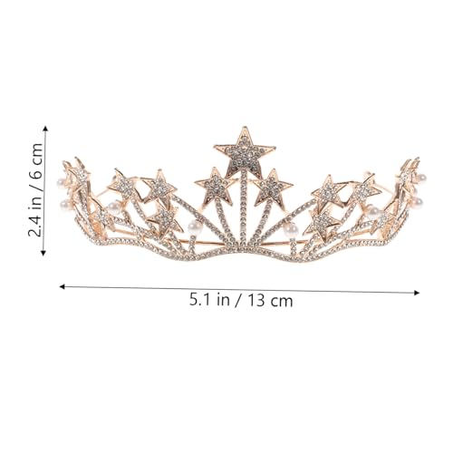 Beatifufu Goldfarbene Stern Prinzessinnenkrone Haarschmuck Hochzeit Tiara Handgefertigt für Braut Damen Festliche Anlässe und Partys von Beatifufu