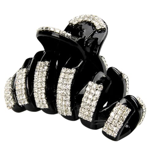 Beatifufu Große Schwarze Haarklammer mit Funkelnden Strasssteinen Dekorativer Haarclip für Damen Luxuriöser Haarschmuck Rutschfeste Kralle für Yoga Fitness und Alltag Eleganter Haarhalter von Beatifufu